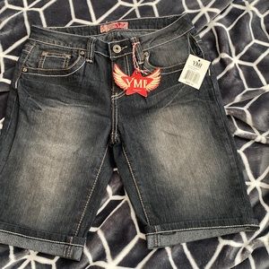 NWT. YMI shorts. Blue black rinse. Size 12. Five pockets. Stretchy. Low rise